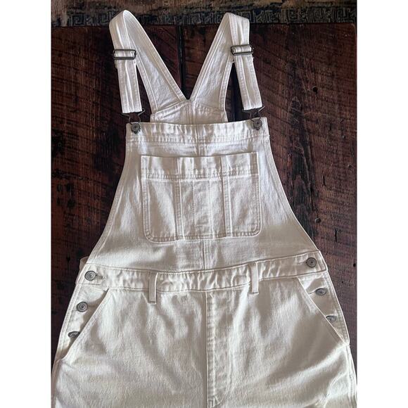 Abercrombie and Fitch Creamy White Wide Leg Denim Jean Overalls/Jumpsuit - Picture 12 of 17